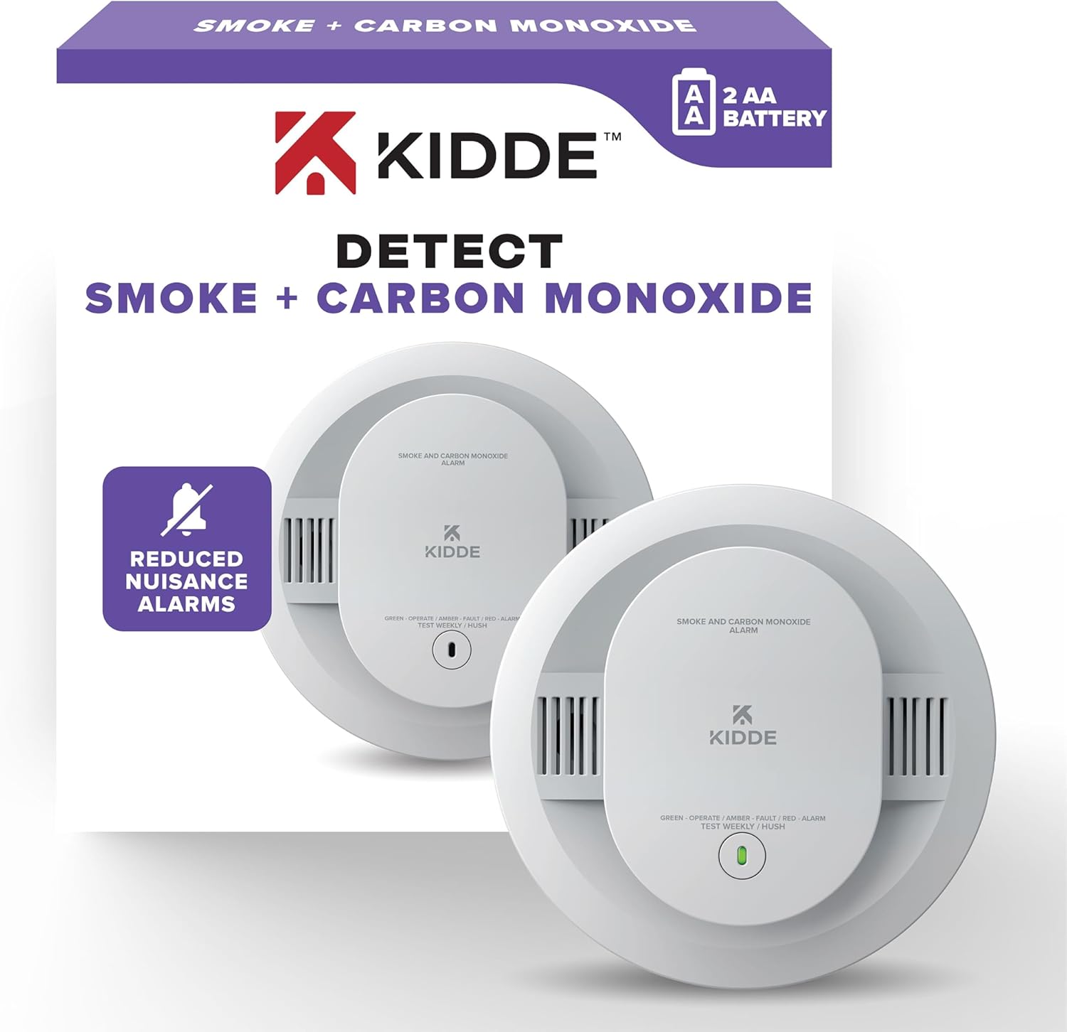 Kidde 4-Pack Smoke and Carbon Monoxide Detectors with AA Battery Power and LED Indicators