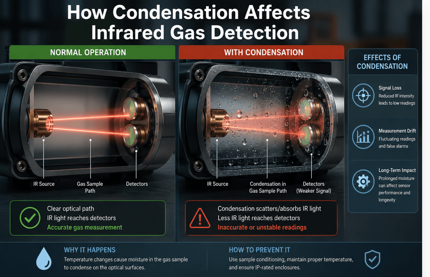 How Condensation Affects Infrared Gas Detection